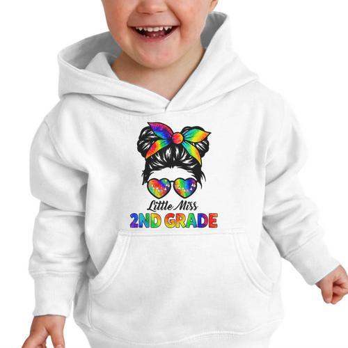 Girls Second Grade Back To School Cute Little Miss 2nd Grade Graphic Toddler Hoodie - Savourry