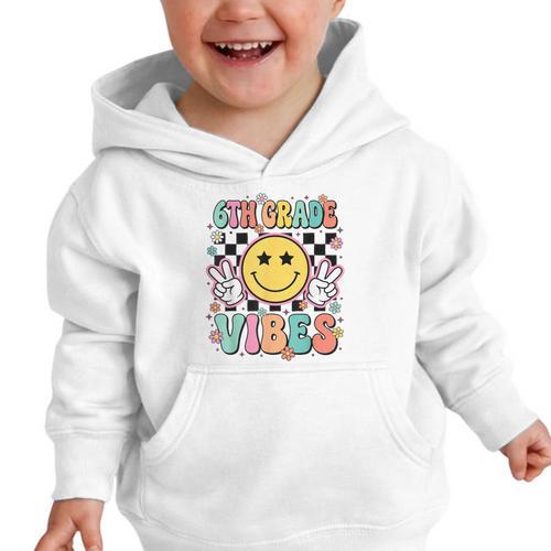 Groovy Sixth 6TH Grade Vibes Back To School First Day Kids Graphic Toddler Hoodie - Savourry