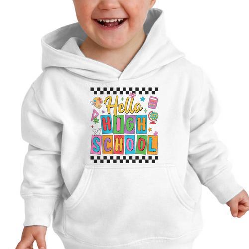 Hello Highshool First Day Of School Back To School Boy Girls Graphic Toddler Hoodie - Savourry