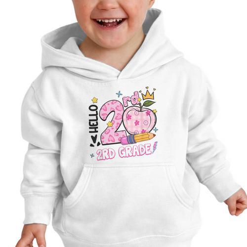 Hello Second 2nd Grade Leopard Tie Dye Girl Back To School Graphic Toddler Hoodie - Savourry