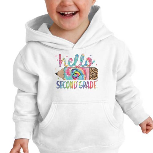 Hello Second Grade Pencil Tie Dye Back To School 2nd Grade Graphic Toddler Hoodie - Savourry