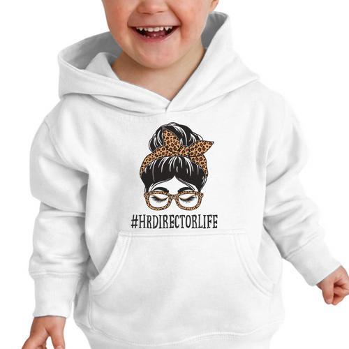 HR Director Leopard Messy Bun Appreciation Back To School Performance Graphic Toddler Hoodie - Savourry