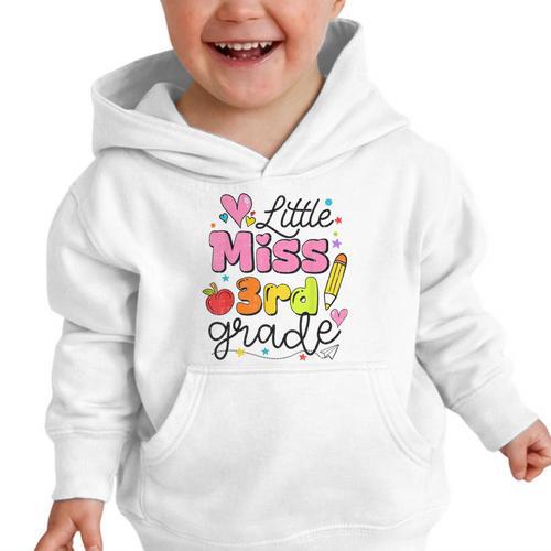 Little Miss 3rd Grade Back To School Cute Third Grade Girls Graphic Toddler Hoodie - Savourry