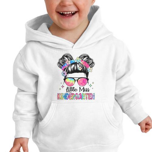 Little Miss Kindergarten Girls Kids Back To School Kinder Graphic Toddler Hoodie - Savourry