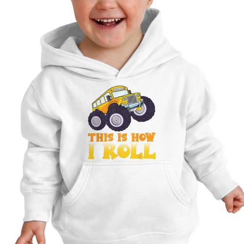 Monster Truck School Bus This Is How I Roll Back To School Graphic Toddler Hoodie - Savourry