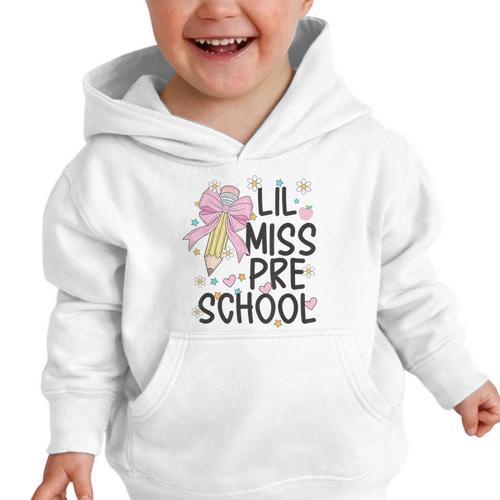 Preschool Little Miss Back To School Girls Kids Preschool Graphic Toddler Hoodie - Savourry