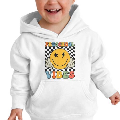 Preschool Vibes Retro Groovy Back To School Pre-K Graphic Toddler Hoodie - Savourry