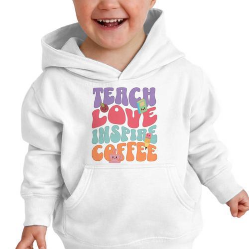 Teach Love Inspire Coffee Cute Teaching Quote Back To School Graphic Toddler Hoodie - Savourry