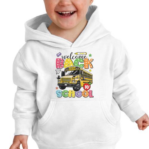 Welcome Back To School Bus Happy First Day Of School Student Graphic Toddler Hoodie - Savourry