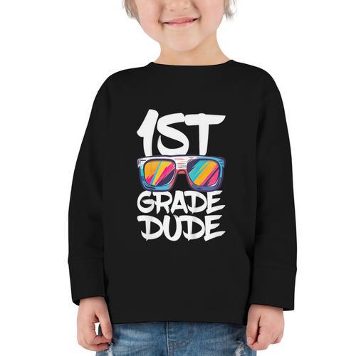 1st Grade Dude Shirt Back To School First Grade Boy Girl Graphic Toddler Long Sleeve Tee - Savourry