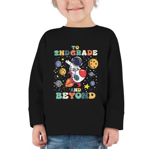 To 2nd Grade And Beyond Second Astronaut Back To School Graphic Toddler Long Sleeve Tee - Savourry