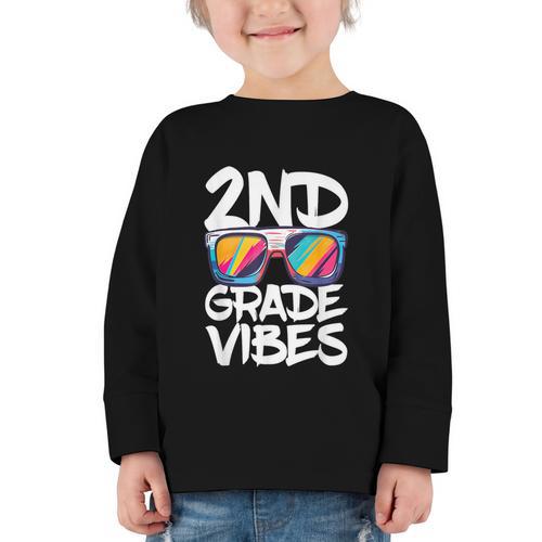2nd Grade Vibes Shirt Back To School Second Grade Boy Girl Graphic Toddler Long Sleeve Tee - Savourry