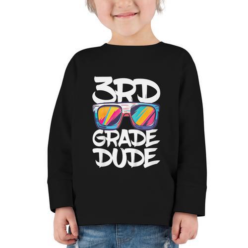 3rd Grade Dude Shirt Back To School Third Grade Boy Girl Graphic Toddler Long Sleeve Tee - Savourry