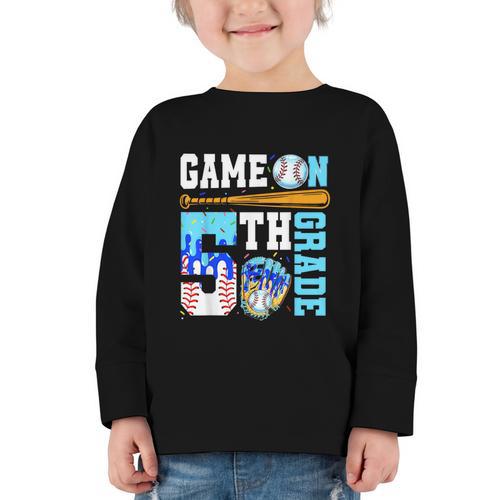 5th Grade Back To School Baseball Drip Ice Cream Game On Graphic Toddler Long Sleeve Tee - Savourry