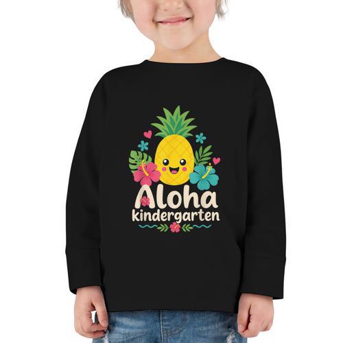 Aloha Kindergarten Pineapple Back To School Graphic Toddler Long Sleeve Tee - Savourry
