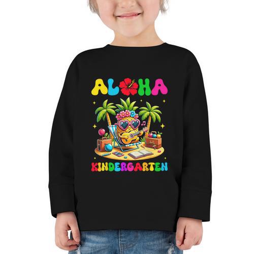 Aloha Kindergarten Pineapple Hawaii Back To School Kids Girl Graphic Toddler Long Sleeve Tee - Savourry