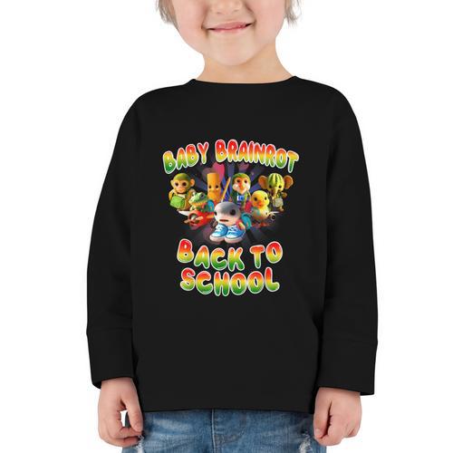 All Baby Brainrot Italian Meme Cute Back To School For Kids Graphic Toddler Long Sleeve Tee - Savourry
