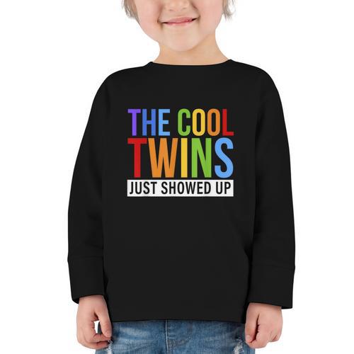 Back To School Cool Twins Just Showed Up Kid Boy Teen Twin Graphic Toddler Long Sleeve Tee - Savourry