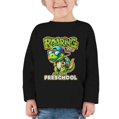 Back To School Preschool Dinosaur First Day Of School Boy Graphic Toddler Long Sleeve Tee - Savourry