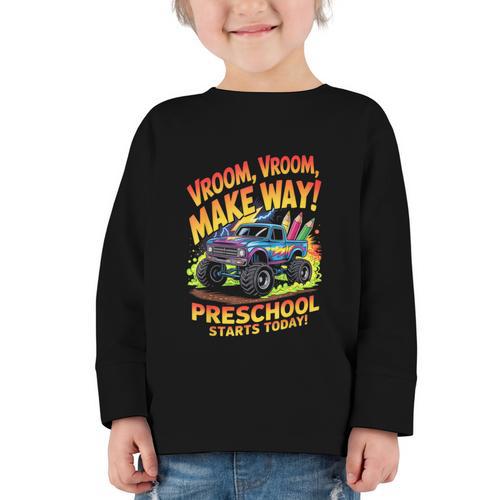 Back To School Preschool Pre-K Monster Truck First Day Boys Graphic Toddler Long Sleeve Tee - Savourry