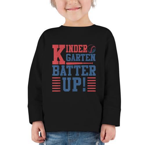 Baseball Kindergarten Back To School Kindergarten Batter Up Graphic Toddler Long Sleeve Tee - Savourry