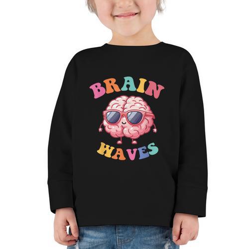 Brain Waves Last Day Of School Back To School Graphic Toddler Long Sleeve Tee - Savourry