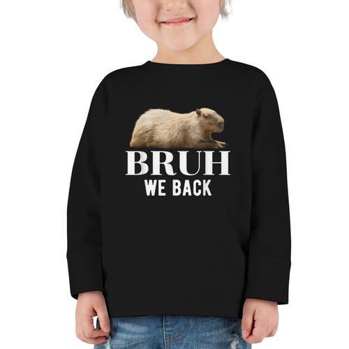 Bruh We Back To School Capybara First Day Of School Graphic Toddler Long Sleeve Tee - Savourry