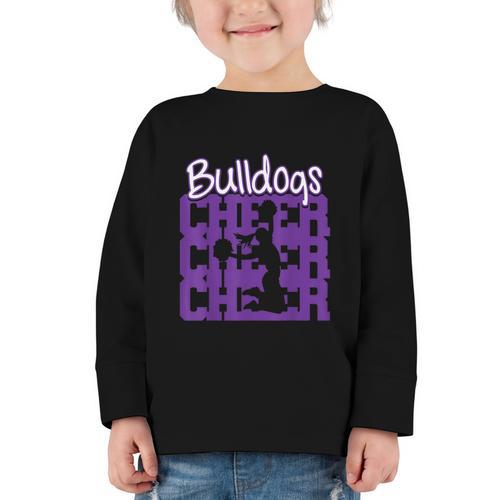 Bulldogs Cheer Back To School Cheerleading Spirit P Graphic Toddler Long Sleeve Tee - Savourry