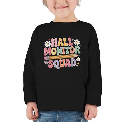 Campus School Hall Monitor Squad Patrol Back To School Graphic Toddler Long Sleeve Tee - Savourry