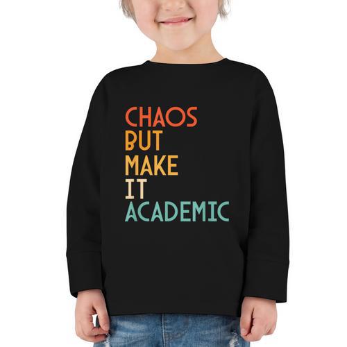 Chaos But Make It Academic Retro Back To School Graphic Toddler Long Sleeve Tee - Savourry