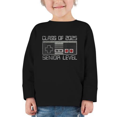 Class Of 2025 Senior Level Back To School Gamer Graduation Graphic Toddler Long Sleeve Tee - Savourry