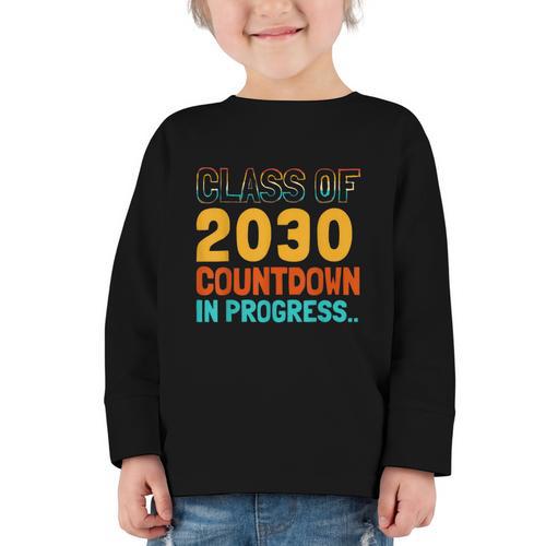 Class Of 2030 Countdown In Progress Fun Back To School Retro Graphic Toddler Long Sleeve Tee - Savourry