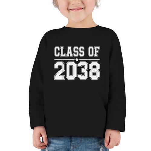 Class Of 2038 Grow With Me Back To School Kindergarten 2038 Graphic Toddler Long Sleeve Tee - Savourry