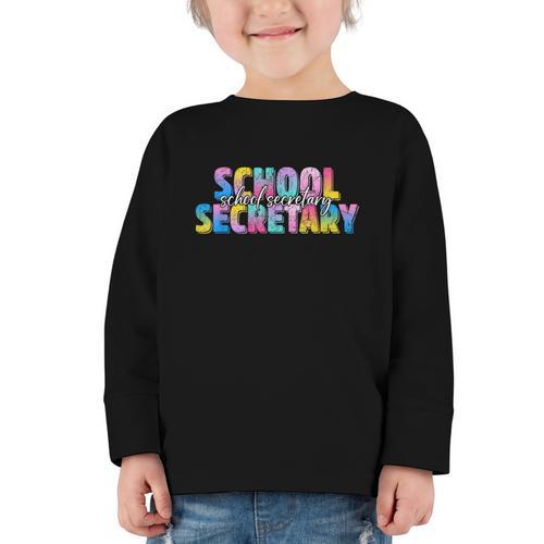Colorful School Secretary Back To School Rainbow Graphic Toddler Long Sleeve Tee - Savourry