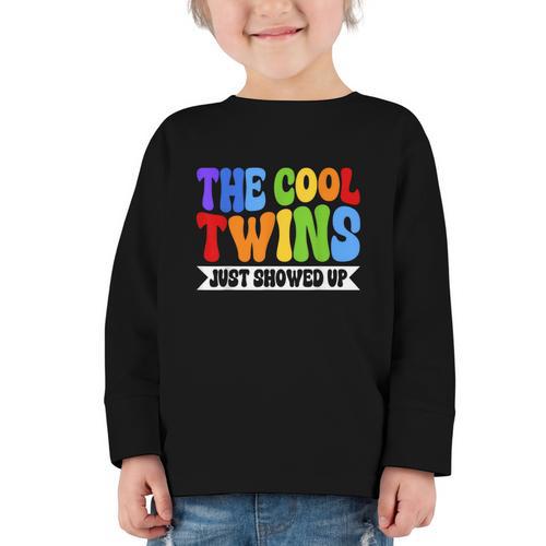 Cool Twins Just Showed Up Kid Boy Teen Twin Back To School Graphic Toddler Long Sleeve Tee - Savourry