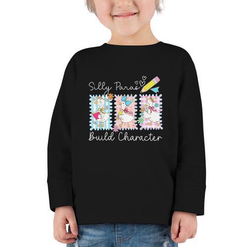 Coquette Back To School Silly Paras Build Character Graphic Toddler Long Sleeve Tee - Savourry