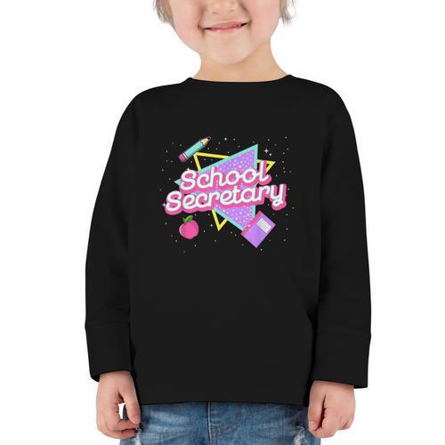 Cute School Secretary Shirt 80's 90's Back To School Graphic Toddler Long Sleeve Tee - Savourry