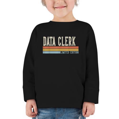 Data Clerk Week Retro Vintage Back To School Day Graphic Toddler Long Sleeve Tee - Savourry