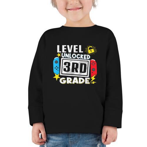 First Day Of 3rd Grade Level Unlocked Game Back To School Graphic Toddler Long Sleeve Tee - Savourry