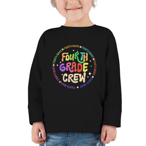 Fourth Grade Crew Back To School 4th Grade Team Graphic Toddler Long Sleeve Tee - Savourry
