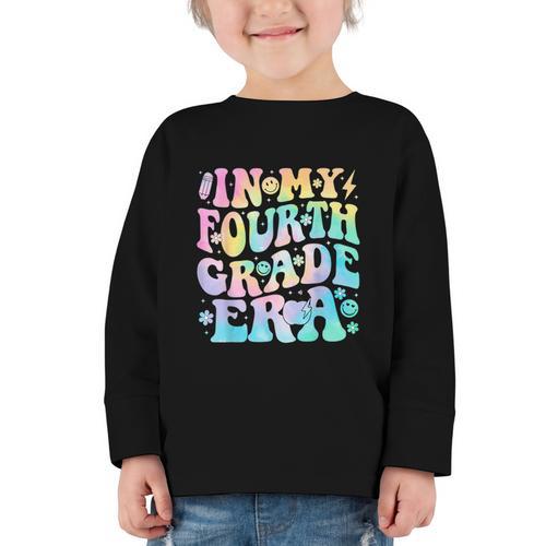 In My Fourth Grade Era Girl Tie Dye 4th Grade Back To School Graphic Toddler Long Sleeve Tee - Savourry
