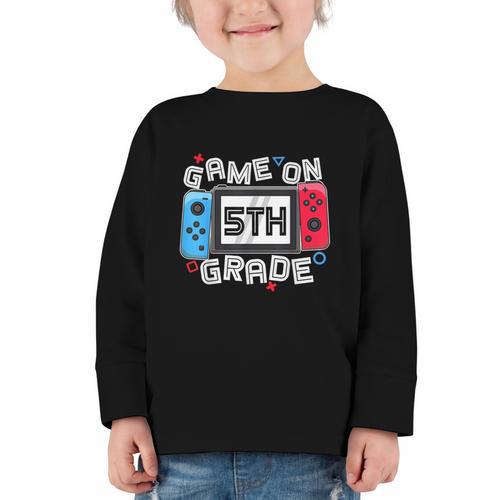 Game On 5th Grade Back To School Video Gamer Boys Kids Graphic Toddler Long Sleeve Tee - Savourry