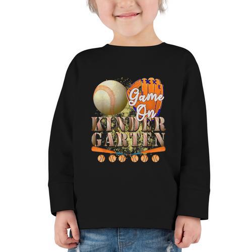 Game On Kindergarten Baseball Back To School Student Kid Boy Graphic Toddler Long Sleeve Tee - Savourry