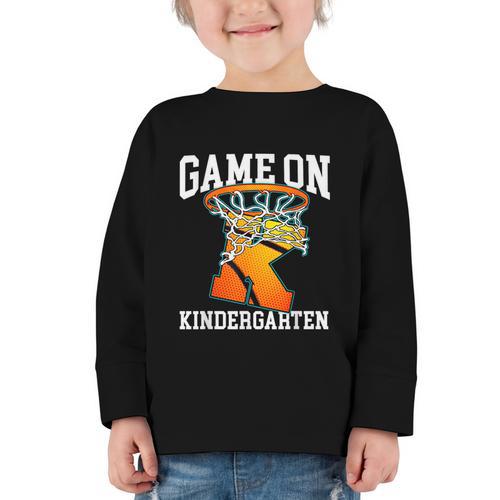 Game On Kindergarten Basketball Back To School Student Boys Graphic Toddler Long Sleeve Tee - Savourry
