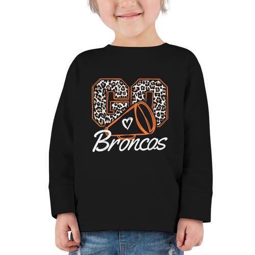 Go Cheer Broncos School Spirit Fan Team Back To School Graphic Toddler Long Sleeve Tee - Savourry