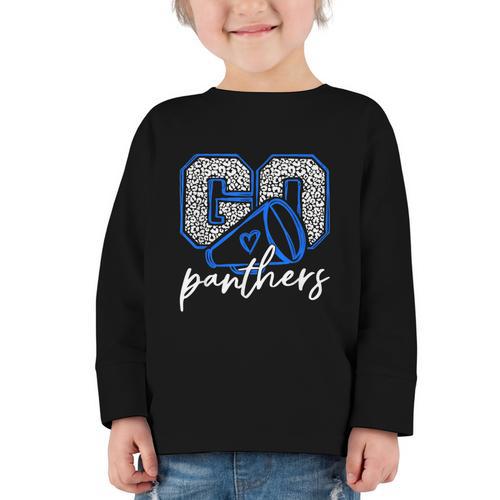 Go Cheer Panthers School Sports Name Spirit Back To School Graphic Toddler Long Sleeve Tee - Savourry