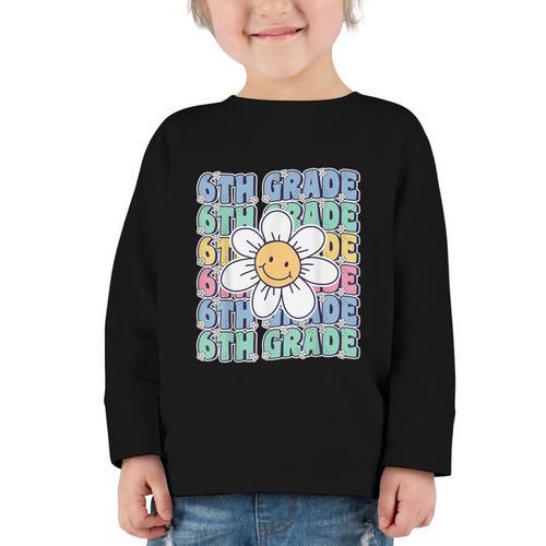 Groovy 6th Grade Back To School First Day Of Sixth Grade Graphic Toddler Long Sleeve Tee - Savourry