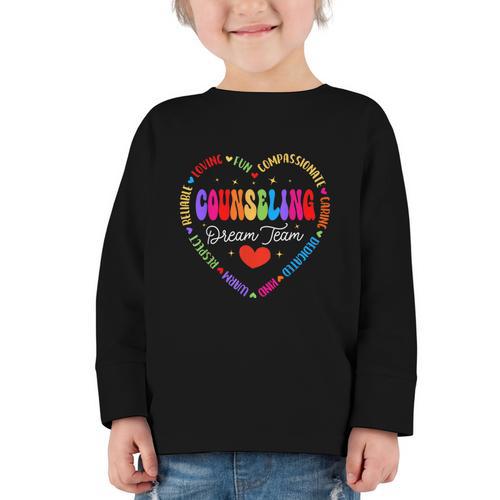 Groovy Counseling Dream Team Appreciation Back To School Graphic Toddler Long Sleeve Tee - Savourry