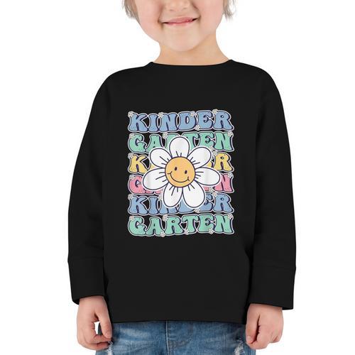 Groovy Kindergarten Back To School First Day Of Kindergarten Graphic Toddler Long Sleeve Tee - Savourry