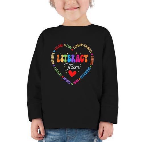 Groovy Literacy Team Reading Appreciation Back To School Graphic Toddler Long Sleeve Tee - Savourry